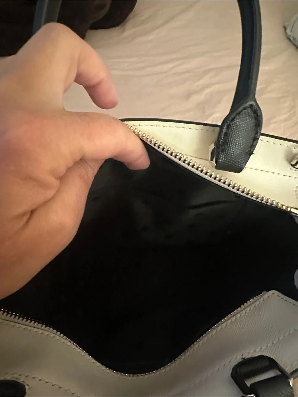 kate spade Teal and White Leather Top-Handle Satchel